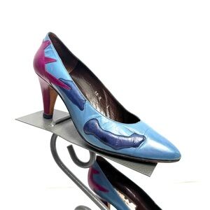 Vintage Leather Multicolored Party Heels Size 10 N
